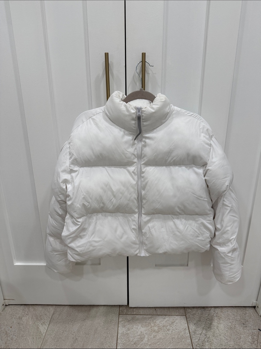 Fabletics White Puffer Jacket - Women's Insulated Coat